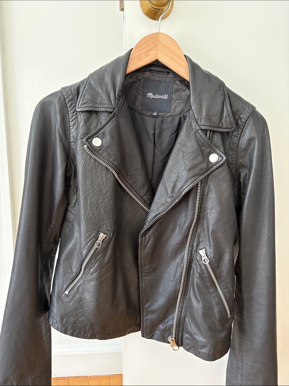 Madewell Black Leather Asymmetrical Moto Jacket